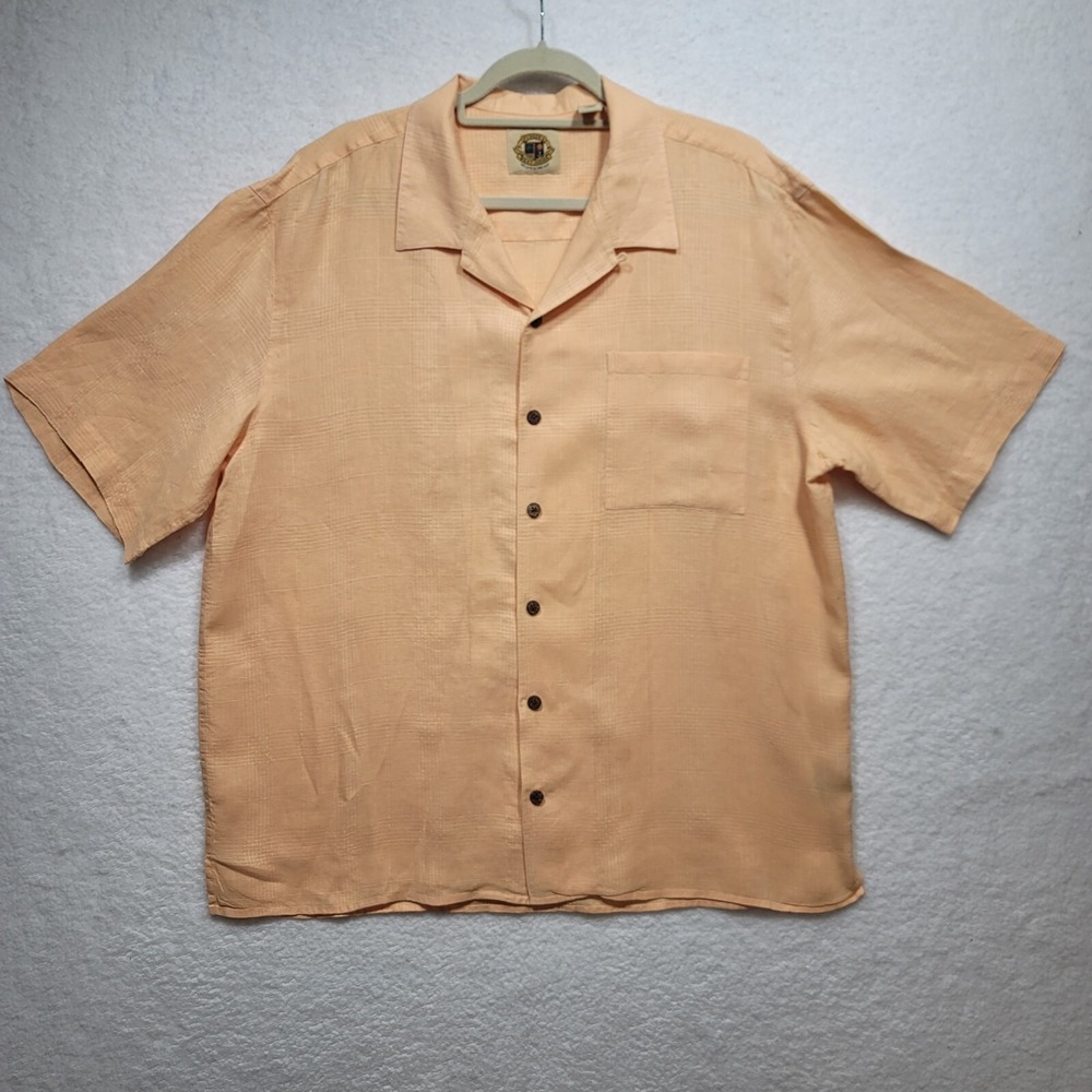 Men Pusser's West Indies Button Down Shortsleeve Shirt Size Large 100% Linen